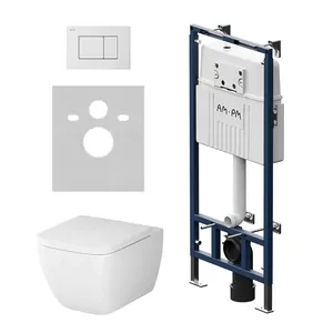 Комплект инсталляции AM.PM клавиша S белый + унитаз Gem с сиденьем IS100201.901701