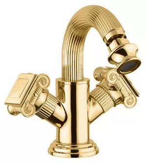 Смеситель CEZARES -BS2-03/24-O для биде, с донным клапаном, золото 24 карат/ручки металл