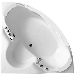 Акриловая ванна Gemy (1550х1550) со вставками из прозрачного стекла, слив перелив G9025 II C