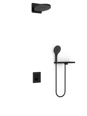 Душевая система Vincea термостатическая,с полкой,верхний и ручной душ,черный VSFW-3I21T1RMB