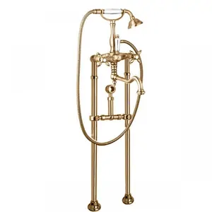 Смеситель CEZARES VDPS2-02-Bi для ванны, напольный, ручной душ, бронза/ручки белые