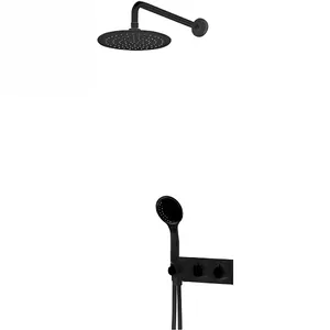 Душевая система CEZARES CZR-B-VDIM-T-NOP термостат, верхний душ 230мм, ручной душ, черный матовый