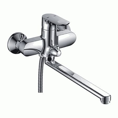 Смеситель Ledeme Н60 настенный, для ванны и душа, поворотный излив, с душевой лейкой, хром L2260