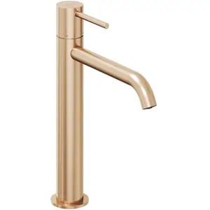 Смеситель для умывальника RAVAK X070393 однозахватный, излив 167 мм, розовое золото