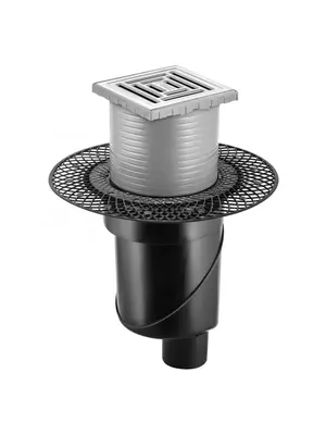 Трап душевой BERGES Uno 100х100, мат.хром, верт. выпуск S-сифон D50/105мм Н30/80мм, 090069