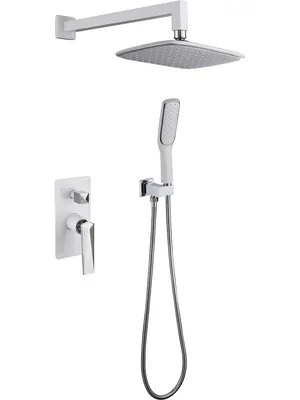 Душевая система Boheme 374-W встраиваемая, однозахватая, верхний/ручной душ, белый+хром