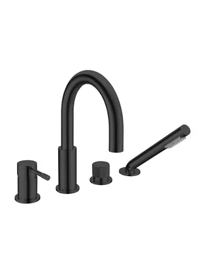 Смеситель Boheme 460-B на борт ванны, с душевым гарнитуром, однозахватный, черный