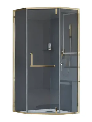 Душевой уголок RGW HO-084Gb (1000х1000х1950) трапеция, стекло 8мм прозрачное/золото брашированное 350608400-016