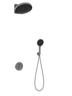 Душевая система Vincea термостатическая,верхний и ручной душ,вороненая сталь VSFW-3I22MT3GM