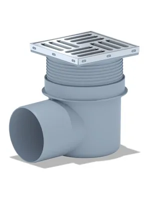 Трап душевой АНИ Пласт 15х15 решетка нерж.сталь, горизонтальный выпуск 110мм, гидрозатвор TA1612