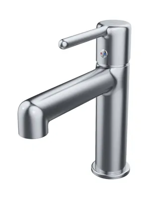 Смеситель для умывальника Iddis однозахватный, низкий излив 100мм, хром матовый AIGBC00i01