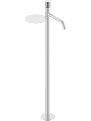 Смеситель Boheme 120-WCR.2 для раковины, напольный, однозахватный, ручка touch, белый+хром