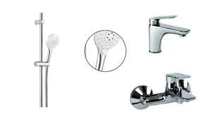 Набор смесителей Paini (смеситель для ванны, раковины, душевой набор, штанга), хром LACRSET4