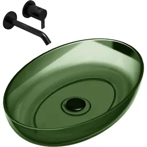 Раковина накладная ABBER 600х400х130 без отв. под смеситель и перелив,зеленый AT2801Emerald