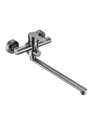 Смеситель для ванны/душа Swedbe L11309GT излив 322мм Z формы, встроенный дивертер, графит