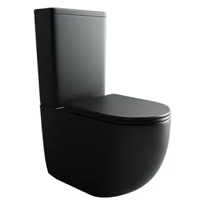 Унитаз-компакт Ceramicanova 385х620х810 безободковый, с сиденьем, черный мат. CN4001MB