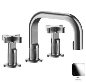 Смеситель Gessi 58111.031 для умывальника, на 3 отверстия, с донным клапаном, хром