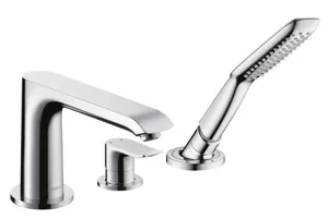 Смеситель Hansgrohe 31190000 на борт ванны, 3 отверстия, с ручным душем, внешняя часть, хром