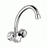 Смеситель Ledeme Н26 для кухни, двухзахватный, поворотный излив, хром L4126