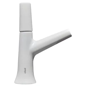 Смеситель для раковины CISAL VI0005444Q однорычажный, без донного клапана, белый матовый