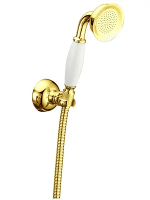 Душевой набор Boheme 408 настенный держатель, ручной душ, шланг, золото