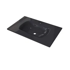 Раковина для тумбы Caprigo Милано 75 (757х473) стеклянная без бортика, графит OW15-14311-R810