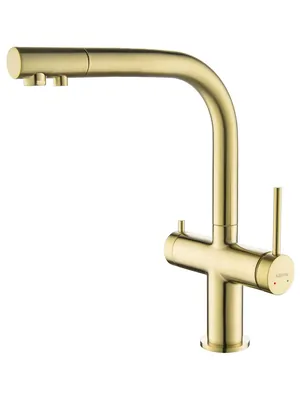 Смеситель для кухни Aquatek AQ1385BG однозахв., излив 285мм, с кан. д/фильтр. воды, зол. шл