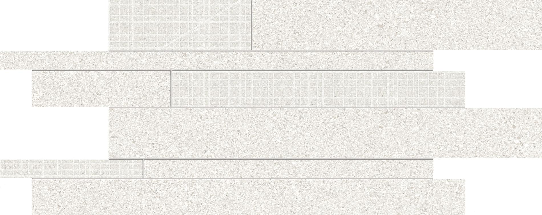 мозаика Grain Stone Listelli Sfalsati Fine Rough Grain White Naturale 30x60