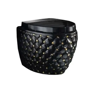 Унитаз приставной AeT Italia S561T0R0V0104G 580х420х390 горизонт. выпуск, черный глянец/золото