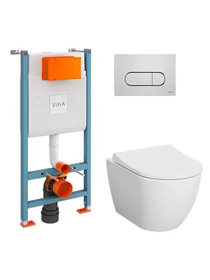 Комплект: Инсталляция Vitra+ Унитаз Mia Round+ сиденье с микролифтом + клавиша смыва 9873B003-7201