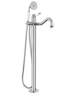 Смеситель для ванны/душа Migliore напольный h91 см, ручка белая, хром ML.OXF-6360.BI.CR