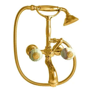 Смеситель для ванны/душа Nicolazzi Onice 2101GO09O двухзахватный, с душ. гарнитуром, цвет: золото