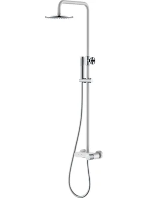 Душевая система Boheme 128-WCR.2 настенная, с изливом, верхний/ручной душ, белый+хром