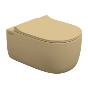 Унитаз подвесной Berges 540х360х330 безободковый, сиденье микролифт, кашемир мат. 083211