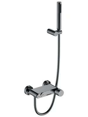 Смеситель Boheme 123-SGM для ванны/душа, настенный, с изливом, с ручным душем, графит гл