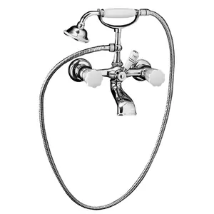 Смеситель для ванны настенный Devon&Devon DDMR333MCR с ручной лейкой и шлангом, хром/белый