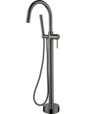 Смеситель Boheme 469-SGM для ванны/душа, напольный, однозахватный, с ручным душем, графит глянц