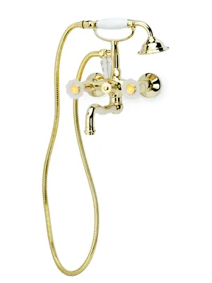 Смеситель Boheme Camelia для ванны/душа, настенный, двухзахв, лейка 1 режим, золото 293-Camelia