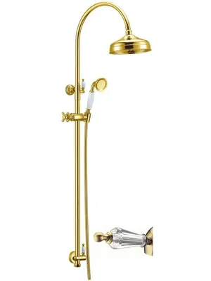 Душевой комплект Boheme 402-SW верхний душ 208мм, лейка 77мм, стойка, золото