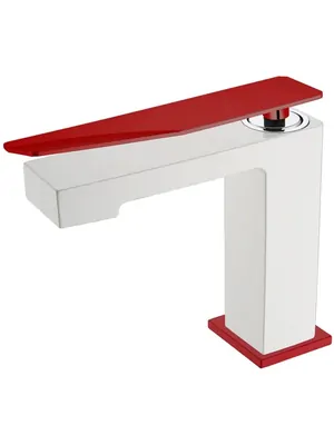 Смеситель Boheme 141-WR.2 для раковины, на 1 отверстие, однозахватный, белый+красный