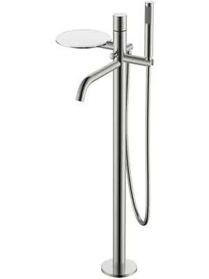 Смеситель Boheme 129-NB для ванны/душа, напольный, с ручным душем, ручка:diamond, никель браш