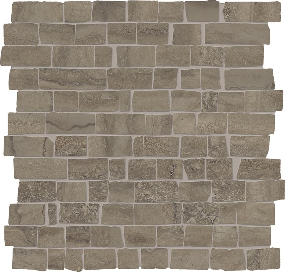 мозаика Unique Travertine Mosaico Mini Block Vein Cut Chocolate Naturale 30x30
