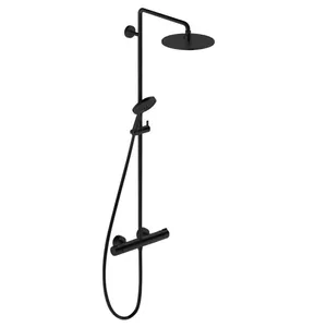 Душевой набор Duravit с термостатом, ручным и верхним душем 240мм, черный матовый C14280008046
