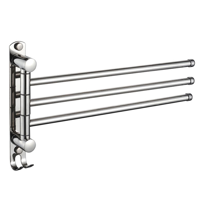 вешалка LEDEME SUS304 3-я д/полотенца поворотная с 2-мя крючками L70113