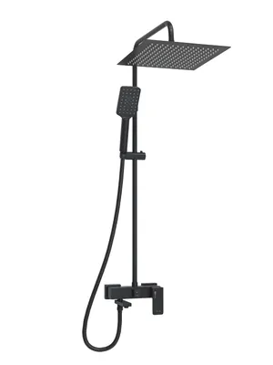 Душевая система WasserKRAFT A277.162.130.BM настенный смеситель, верхний/ручной душ, черный матовый
