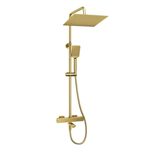 Душевая система WasserKRAFT A199.260.201.BG Thermo со смесителем настенным для ванны, матов. золото