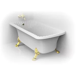 Ванна MIGLIORE ANG 174x83 на 4-х лапах "LEONE" STANDART установка к стене, белая/золото 27004