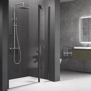 Душевая дверь Novellini 1200х2000 распашная, стекло прозрачное/профиль черный Y22P117-1H