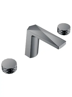 Смеситель Boheme для раковины, на 3 отверстия, двухзахватный, графит глянц 150-SGM-DIAMOND