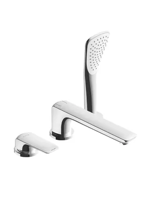 Смеситель KLUDI для ванны и душа однорычажный, на борт ванны, на 3 отверстия, хром 414470575